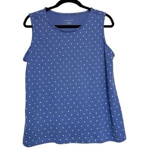 Appleseeds Blue & White Polka Dot Womens Sleeveless Top. Sz PL